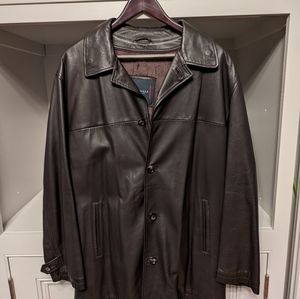 Luxury Italian Men's Canali Leather jkt brown size 48 made in Italy